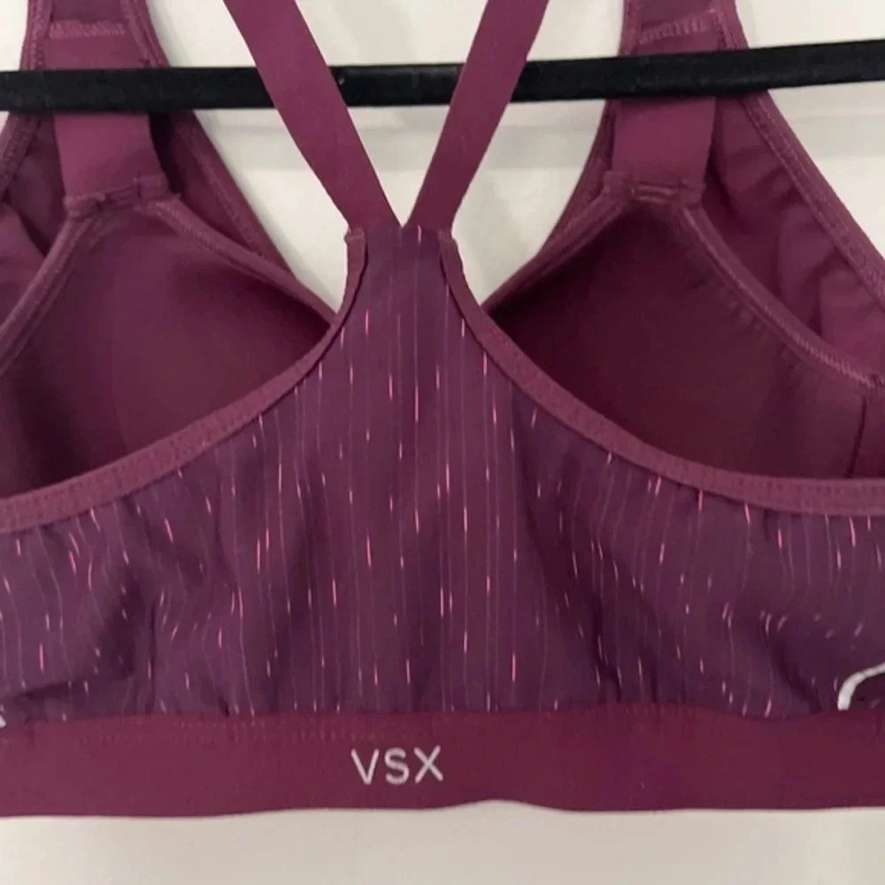 Victoria’s Secret VSX Sport Bra 34B Purple Front Closure Zip Underwire Racerback - Picture 9 of 15